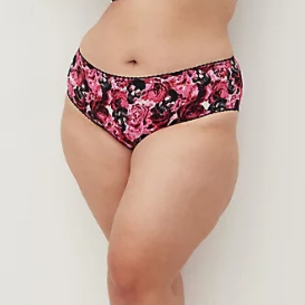 CAGED BACK HIPSTER PANTY - SKULL ROSES PINK